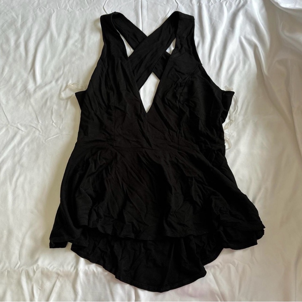 Lilian Black Crisscross Back Tank Top
